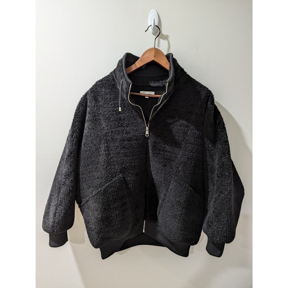 ZARA trf Collection Black Fuzzy Cozy Sherpa Jacket